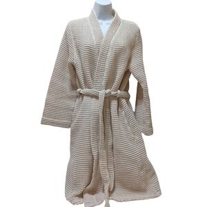 Parachute Home Turkish Cotton Waffle Robe M Oatmeal Tan Spa Resort Bath Elevated